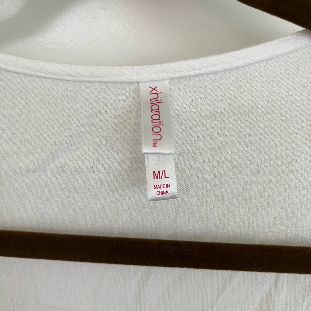 Xhilaration White Gauzy Open-Front Cardigan or Cover Up crochet Trim Size M L - Picture 4 of 8